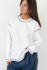 Coucou Gin tonic tee long sleeve - White with navy stitching