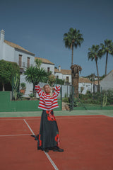 Coucou Sunshine skirt - Navy with poppy print