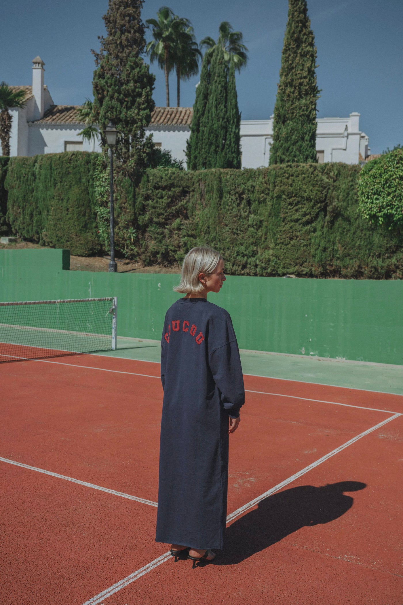 Coucou Baguette sweater dress - Navy with red letters