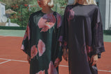 Coucou Garden dress short - Dark green with coucou flower print