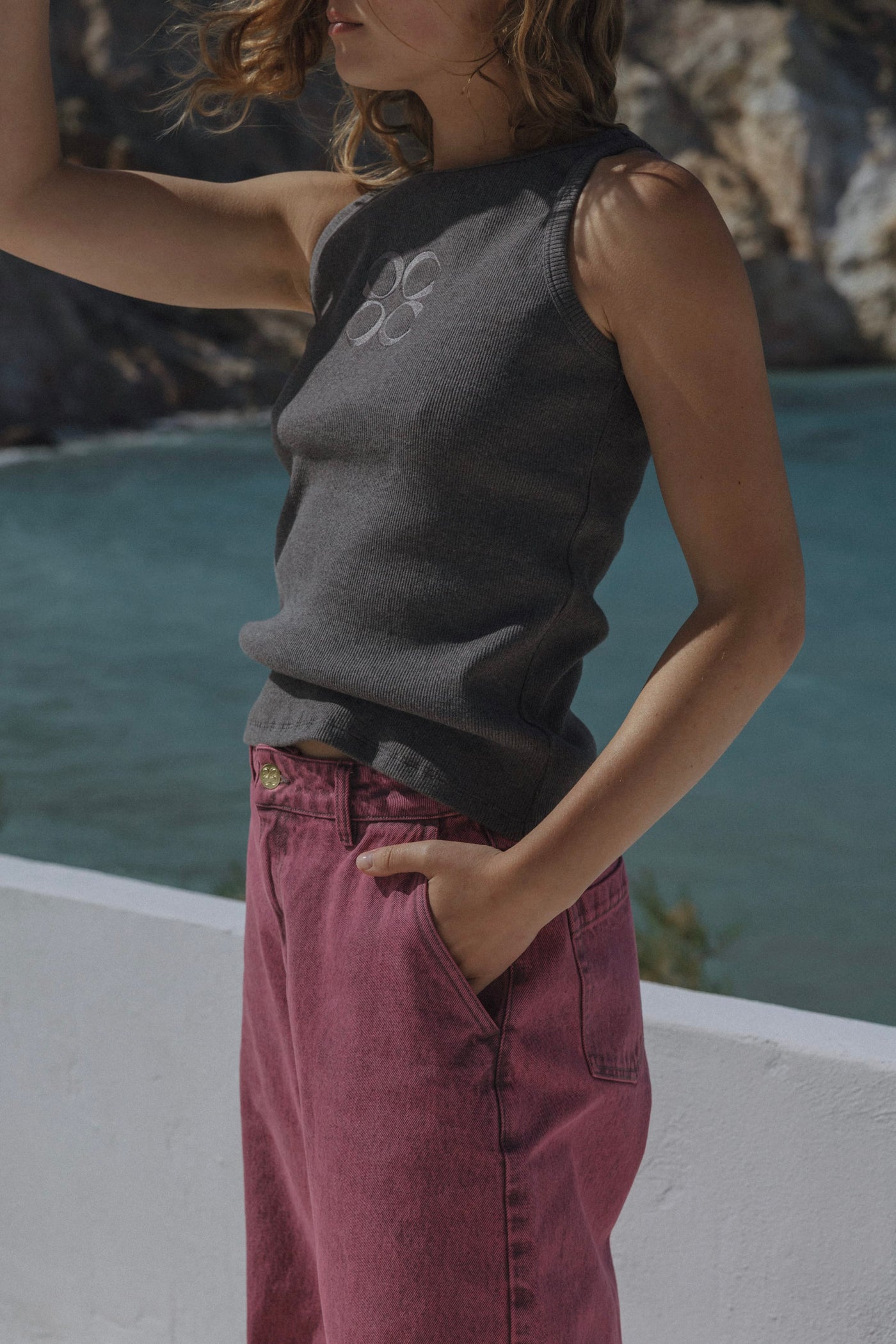 Coucou Bali tank top - Dark grey with logo