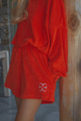 Coucou One size Joseph sweater terry fabric - Red with ecru letters