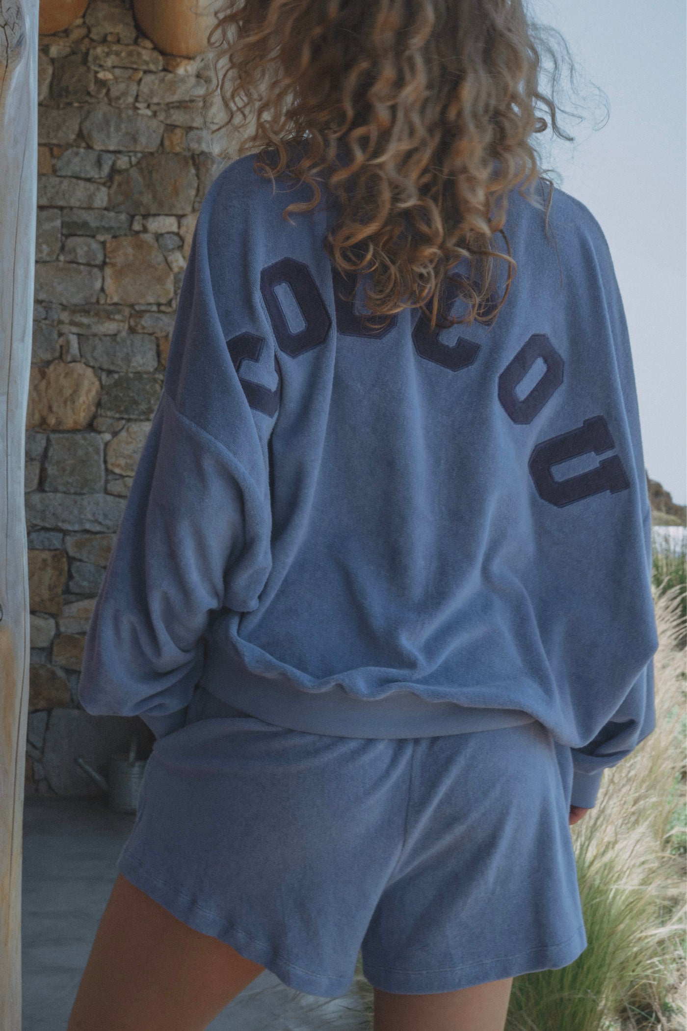Coucou One size Joseph sweater terry fabric - Purple with navy letters