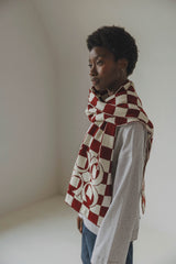 Coucou One size Ivy scarf - Plaid bordeaux with ecru checks