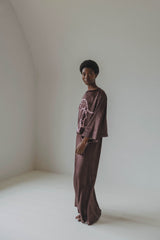 Coucou Martini blouse - Brown love horse print