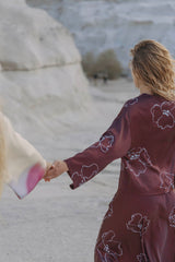Coucou Martini blouse - Bordeaux with light blue flowers print