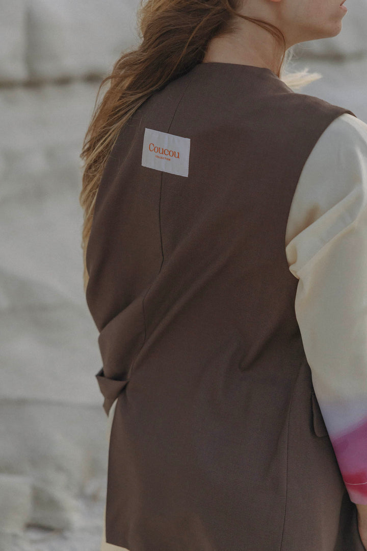 Coucou Aperol sleeveless vest - Brown