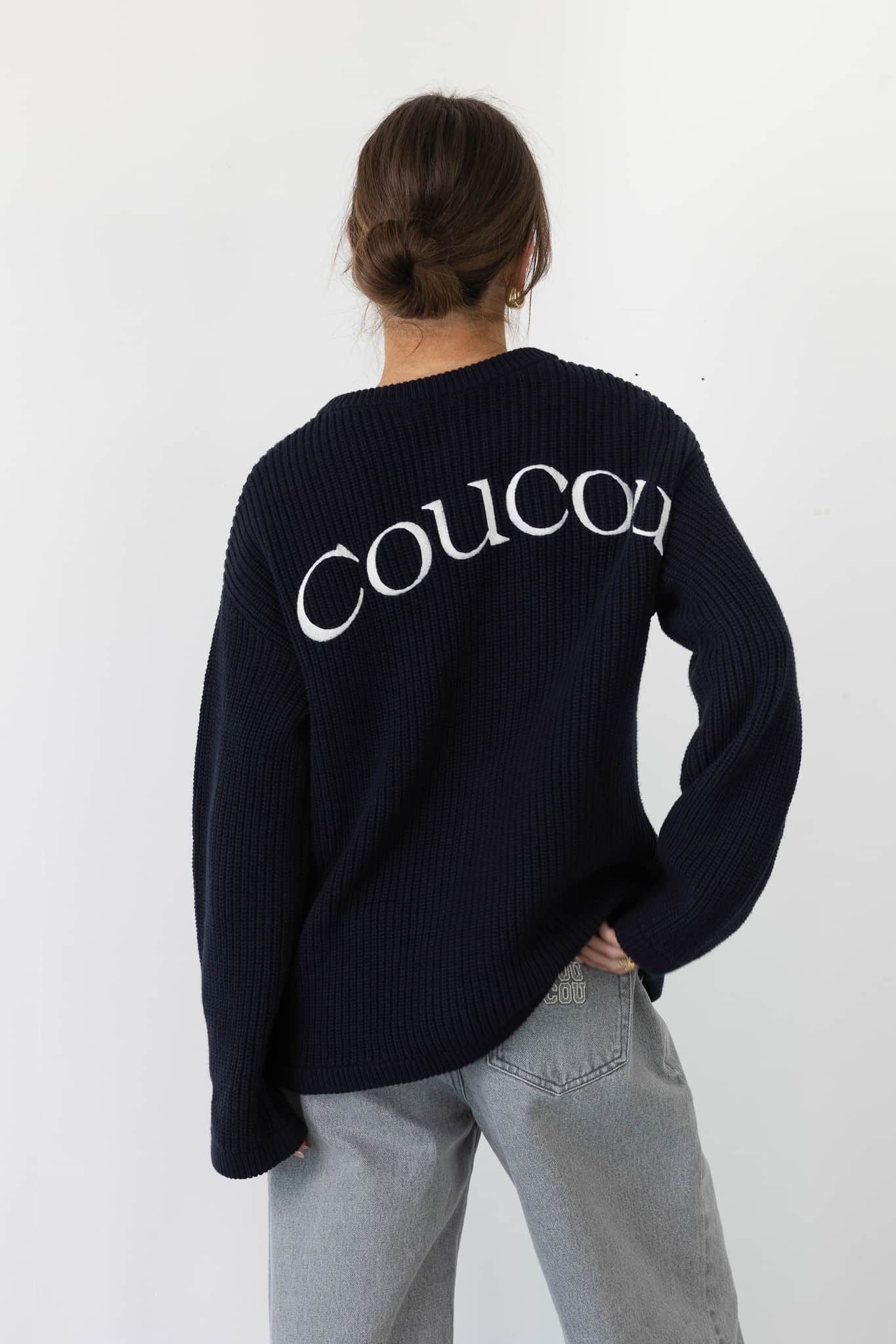 Coucou Bellini cardigan - Navy with ecru coucou letters
