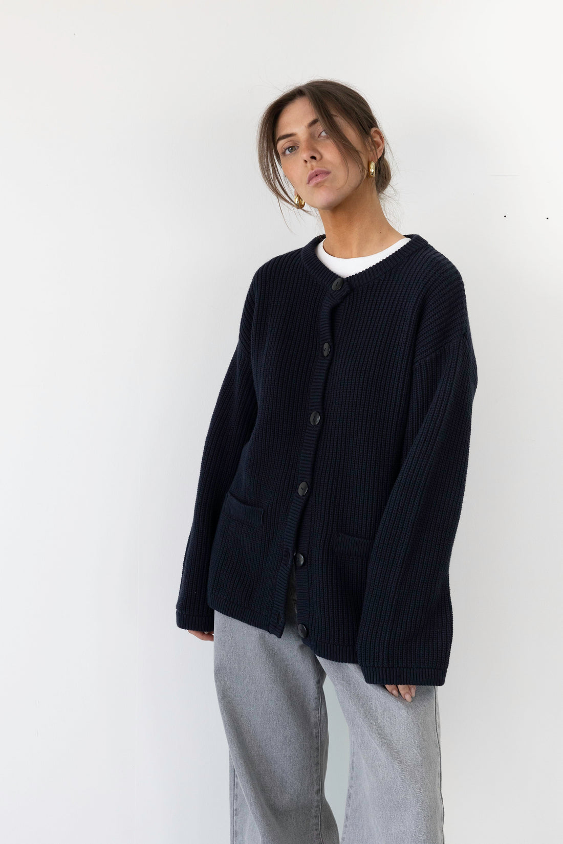 Coucou Bellini cardigan - Navy with ecru coucou letters