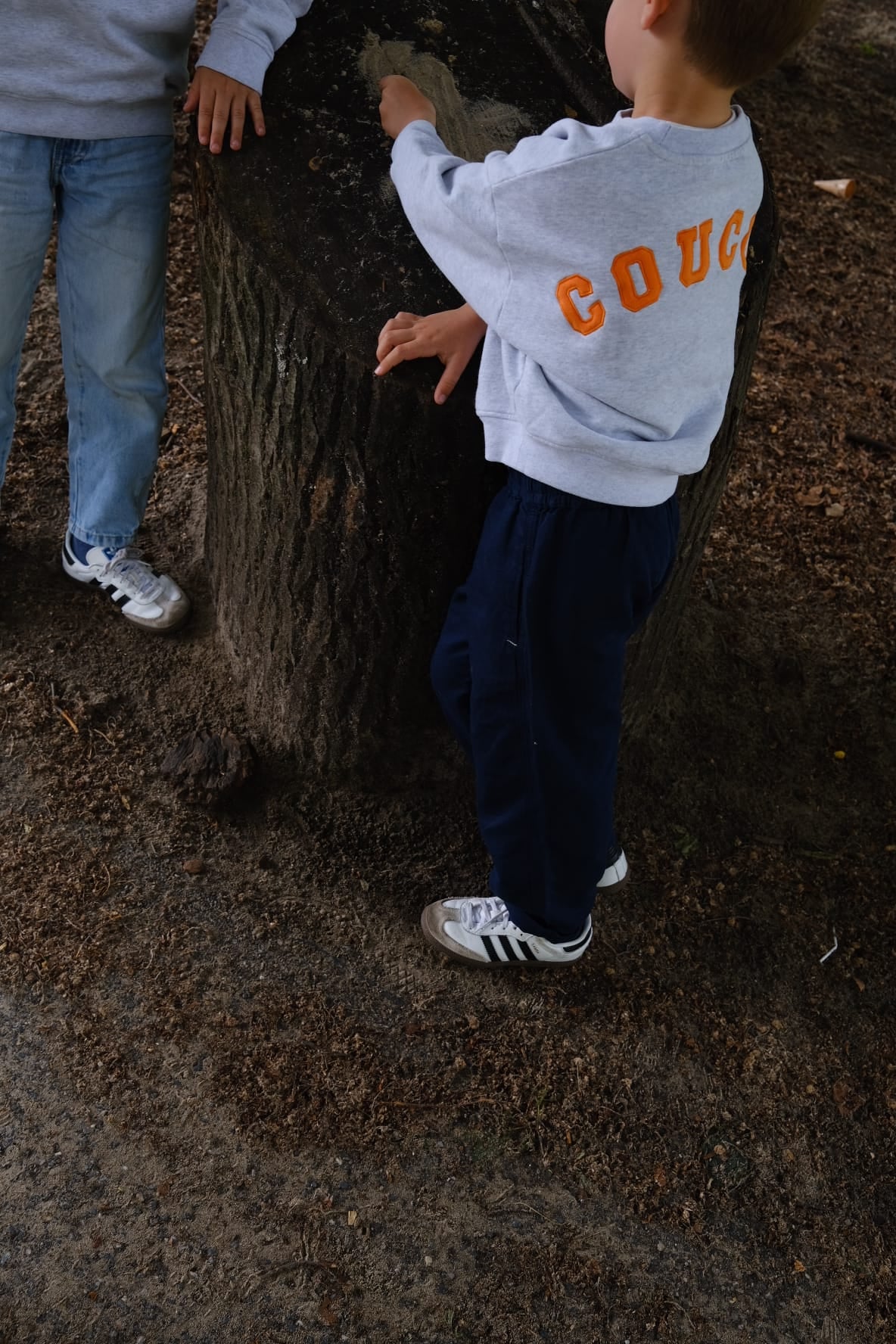 Coucou 6-9 years Joseph kids sweater - Light grey with orange letters