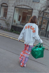 Coucou One size Joseph sweater - Light grey with orange letters