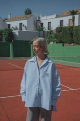 Coucou Moon blouse - Light blue with navy coucou logo