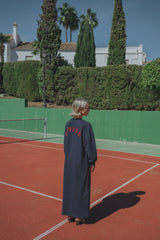Coucou Baguette sweater dress - Navy with red letters