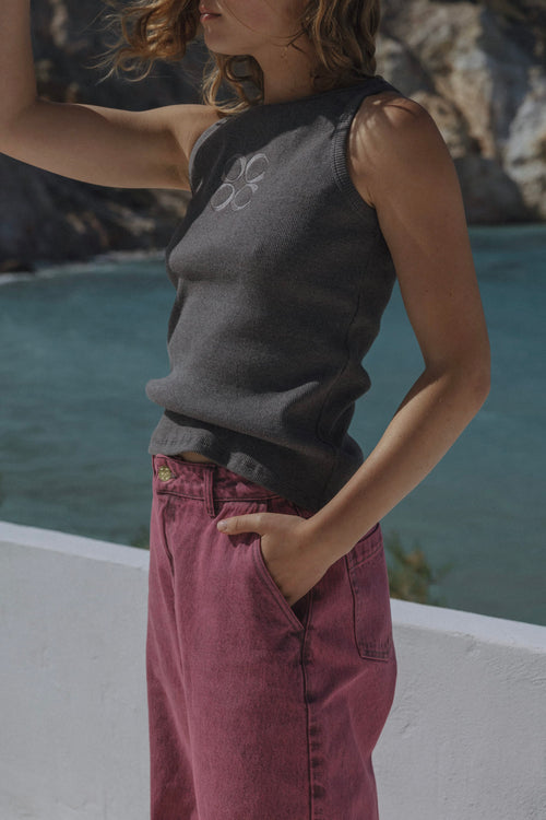 Coucou Bali tank top - Dark grey with logo