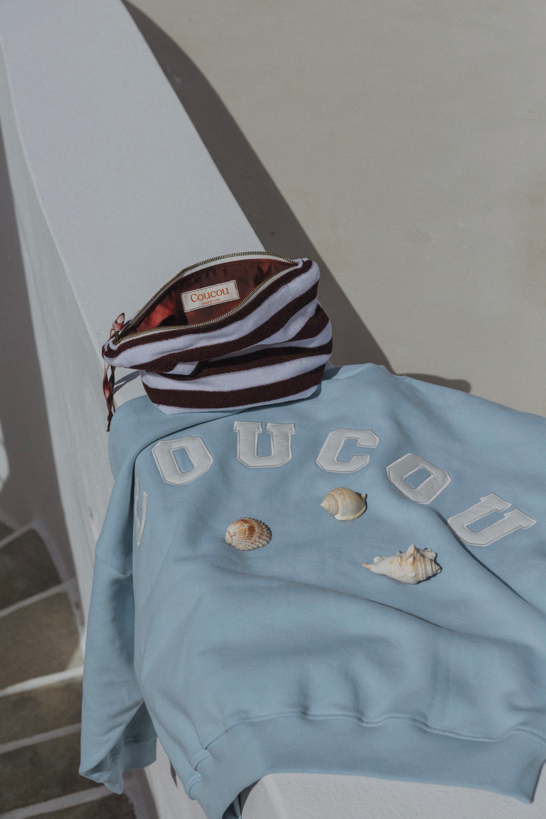Coucou One size Joseph sweater - Light blue with ecru letters