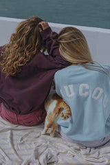 Coucou One size Joseph sweater - Aubergine with destroyed letters