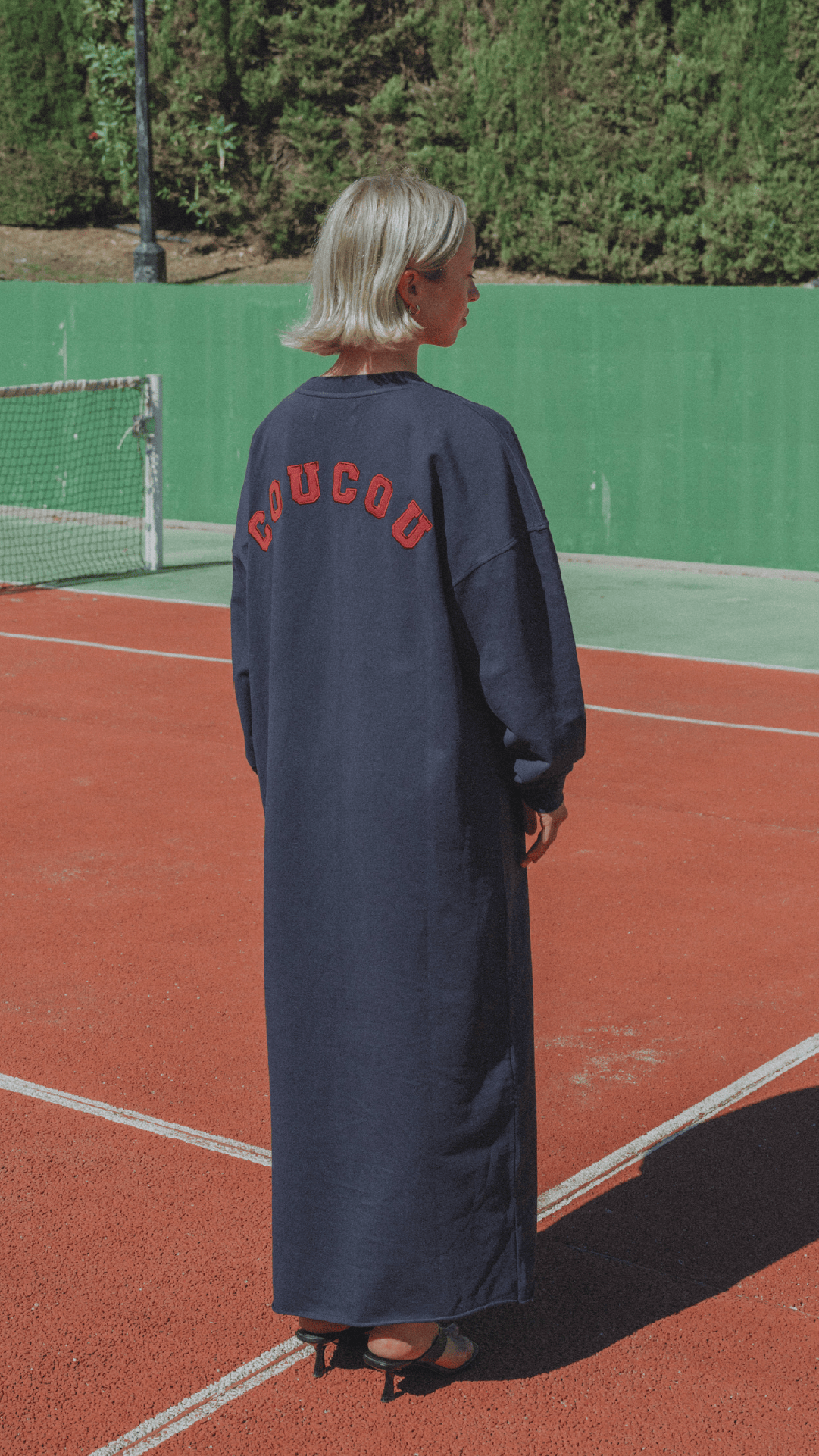 Coucou Baguette sweater dress - Navy with red letters