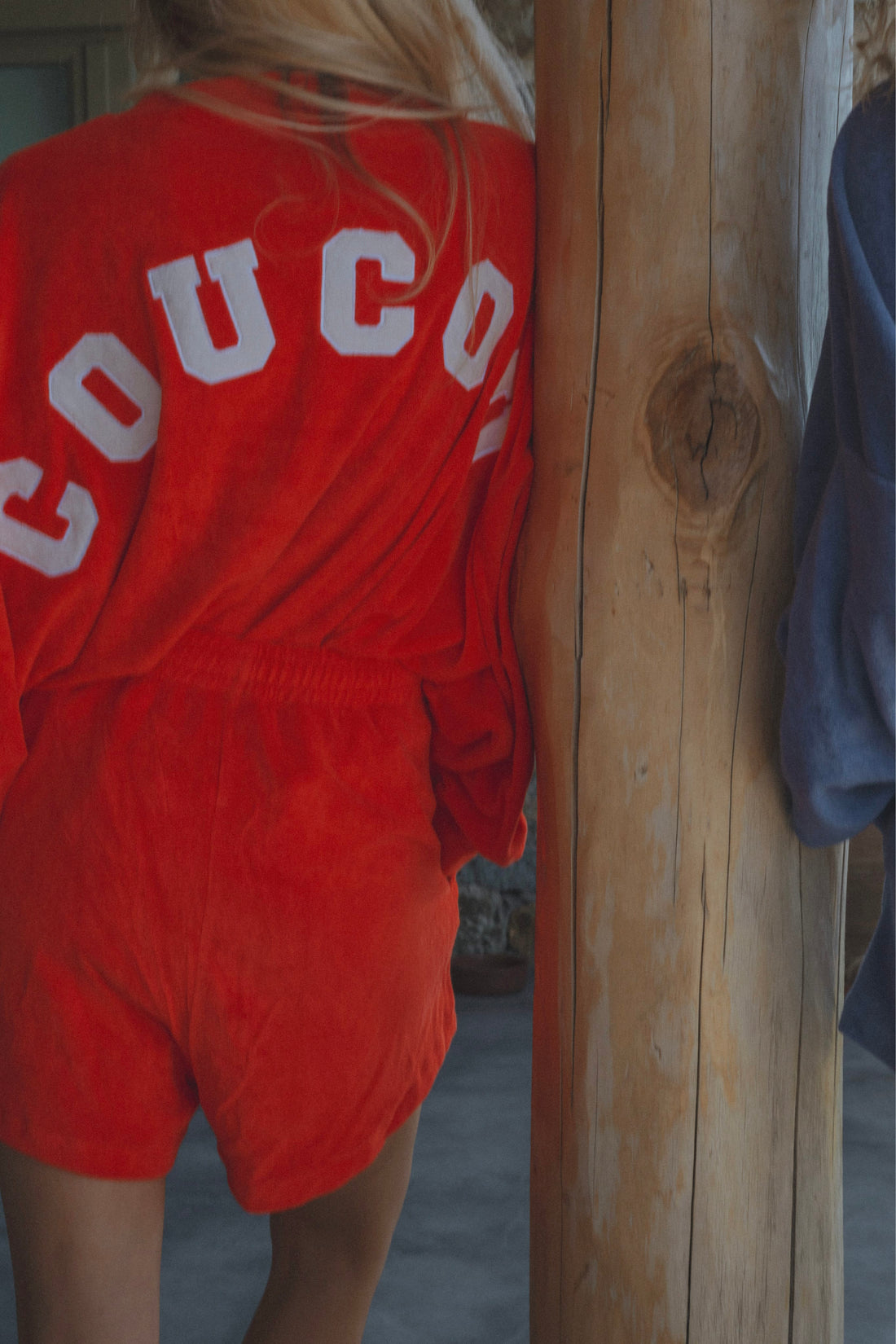 Coucou One size Joseph sweater terry fabric - Red with ecru letters