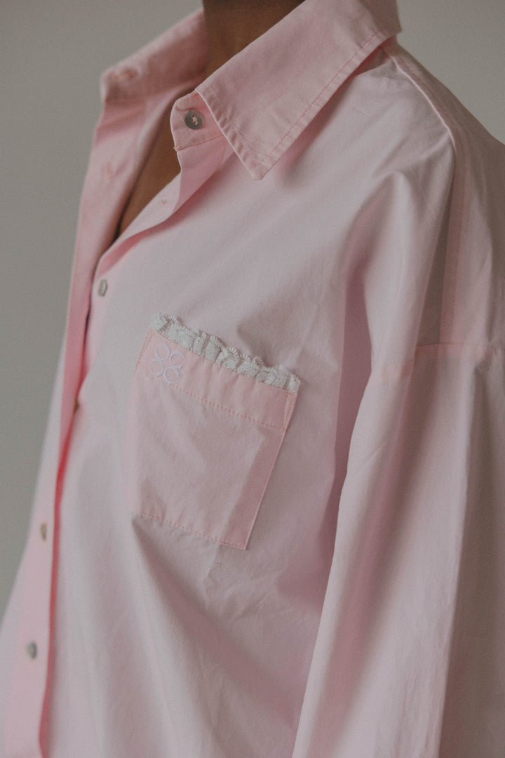 Coucou Moon blouse - Baby pink with lace details