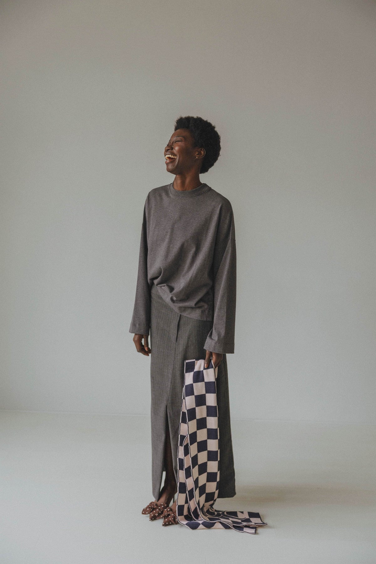 Coucou Mimosa tee long sleeves - Dark grey blooming print