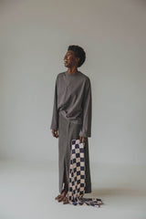 Coucou One size Ivy scarf - Plaid navy with light pink checks
