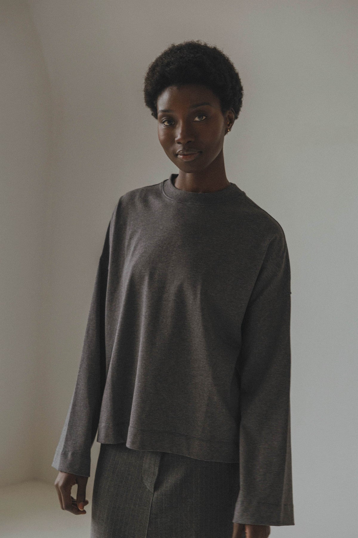 Coucou Mimosa tee long sleeves - Dark grey blooming print