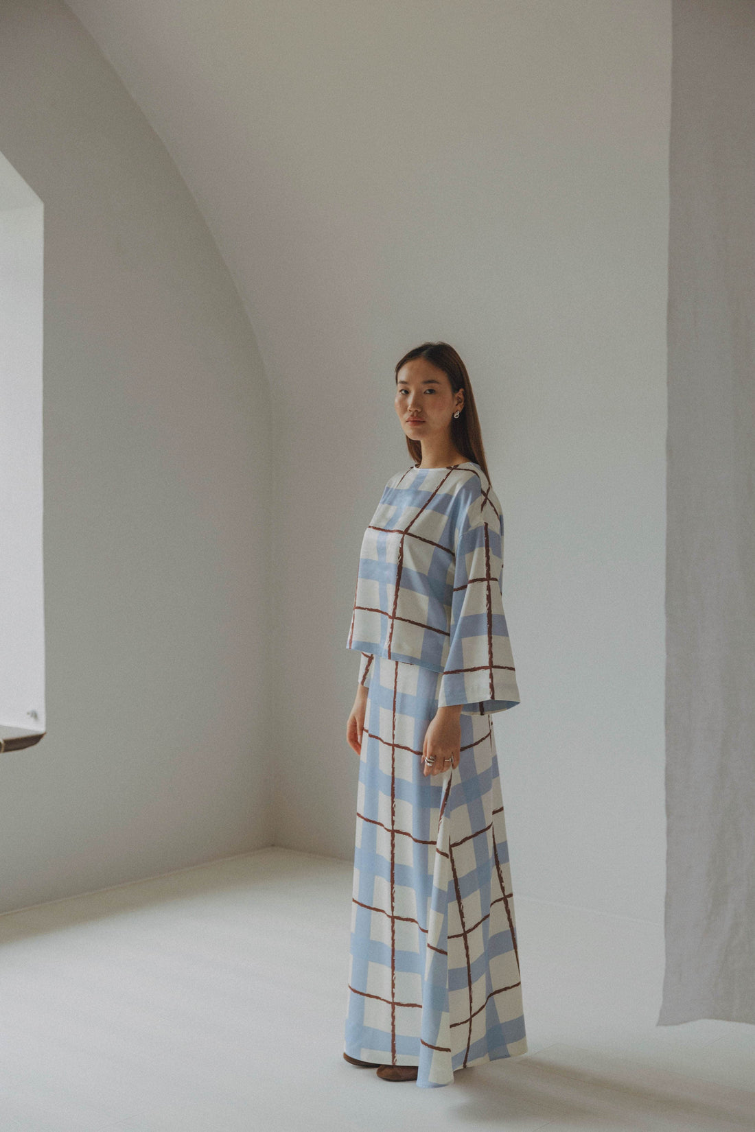 Coucou Martini blouse - Blue checks print