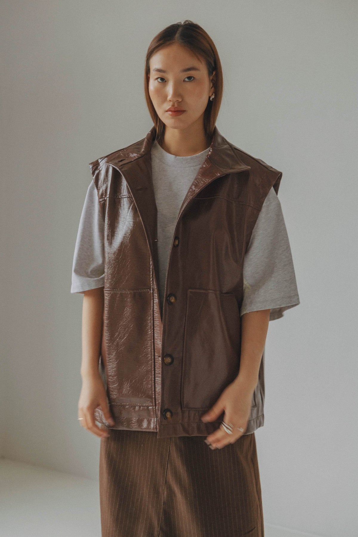 Coucou Saddle up sleeveless jacket - Brown