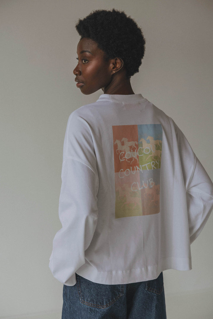 Mimosa tee long sleeves - White country club print