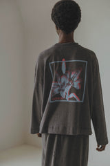 Coucou Mimosa tee long sleeves - Dark grey blooming print