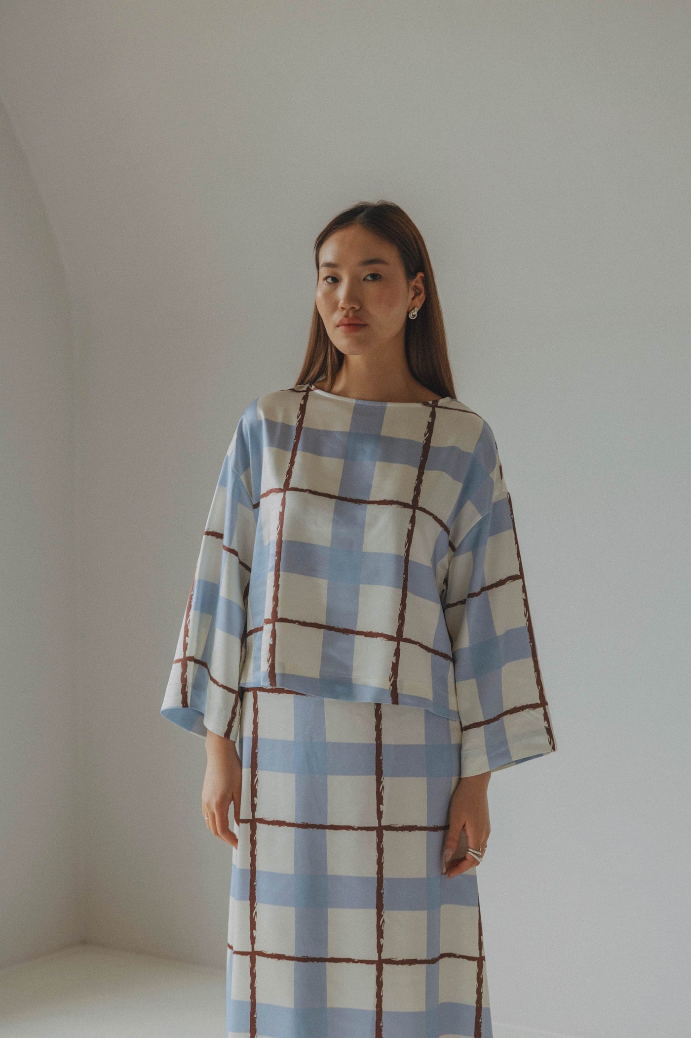 Coucou Martini blouse - Blue checks print
