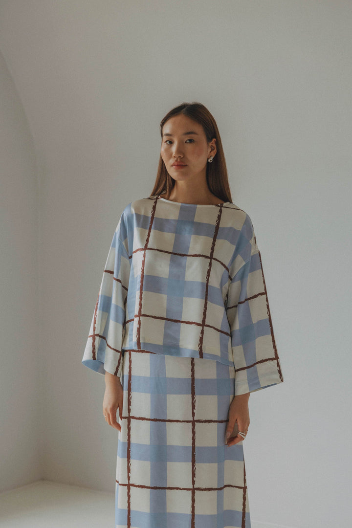 Coucou Martini blouse - Blue checks print