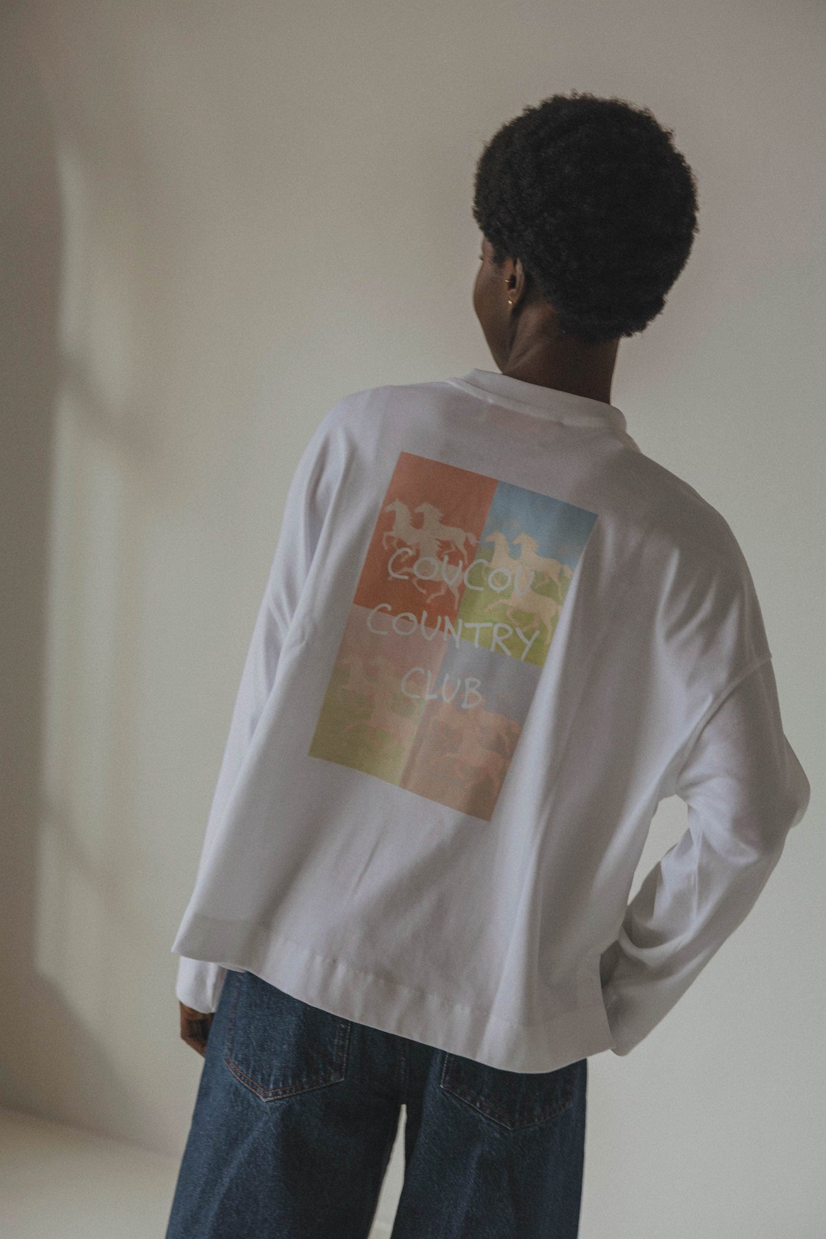 Coucou Mimosa tee long sleeves - White country club print