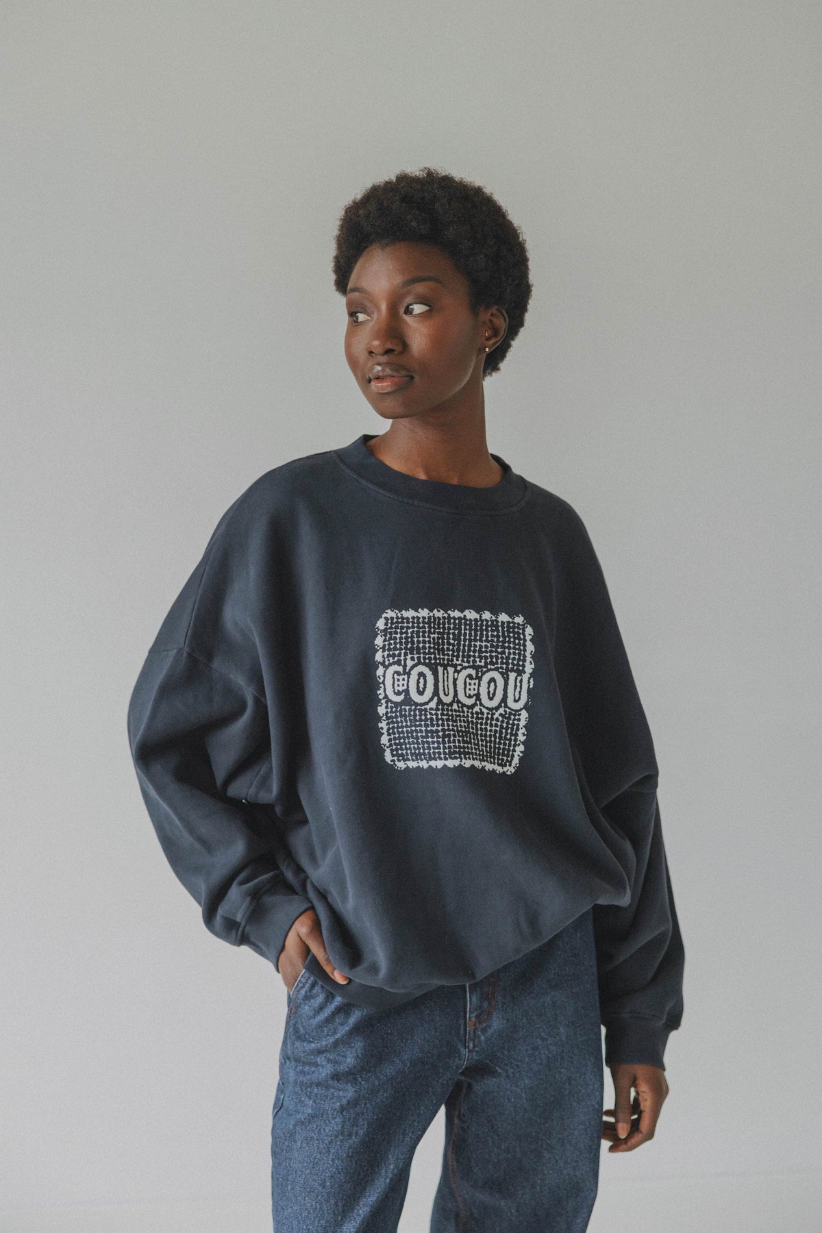 Coucou One size Joseph sweater - Navy with coucou print