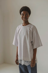 Coucou Margarita tee - Light grey white lace