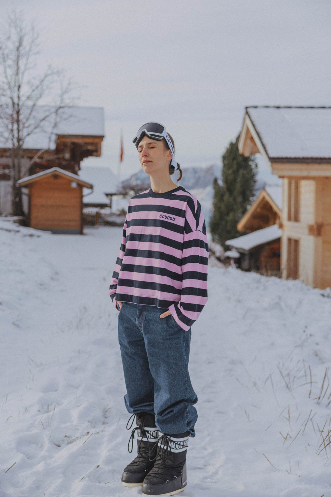Coucou Pancake tee - Navy and pink stripes