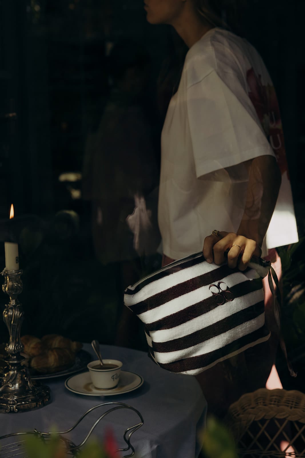 Coucou One size Lola toiletbag - Aubergine stripes