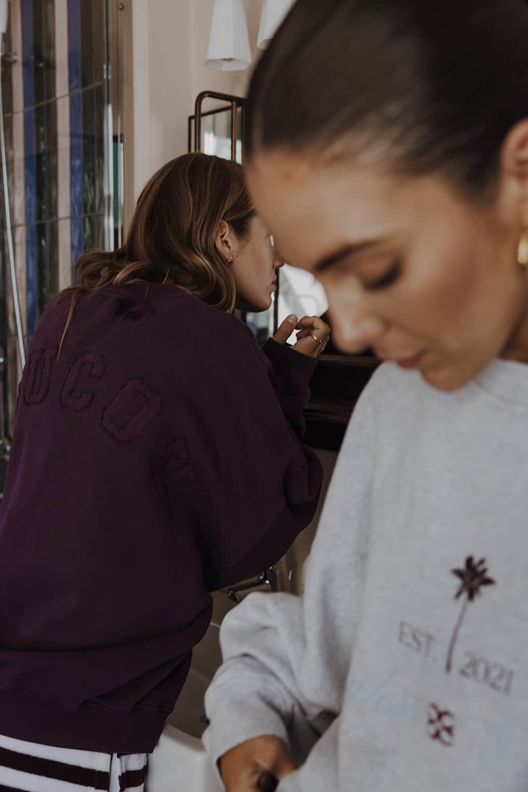 Coucou One size Joseph sweater - Light grey with palmtree design