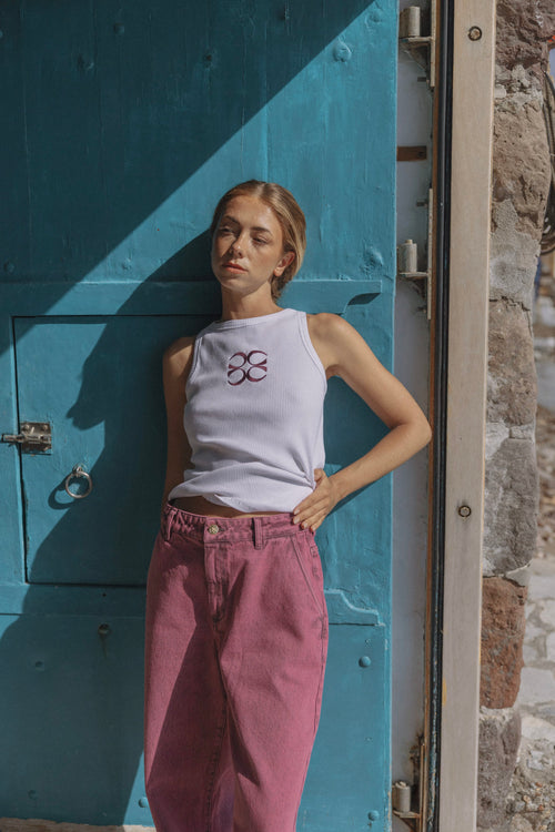 Coucou Bali tank top - White with bordeaux logo