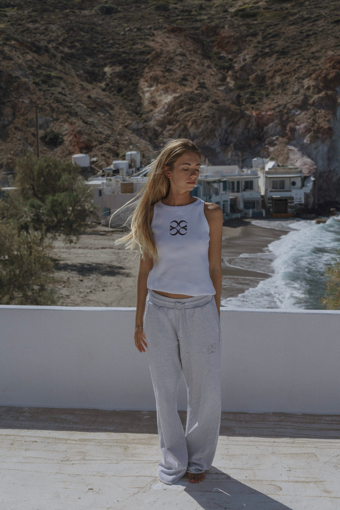Coucou Bali tank top - White with bordeaux logo