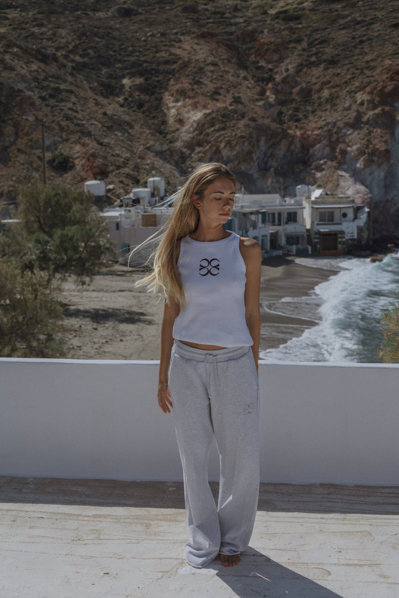 Coucou Bali tank top - White with bordeaux logo