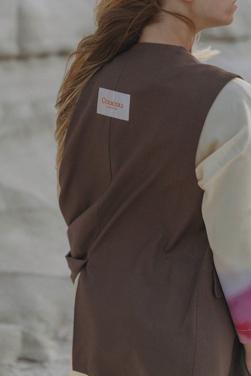 Coucou Aperol sleeveless vest - Brown